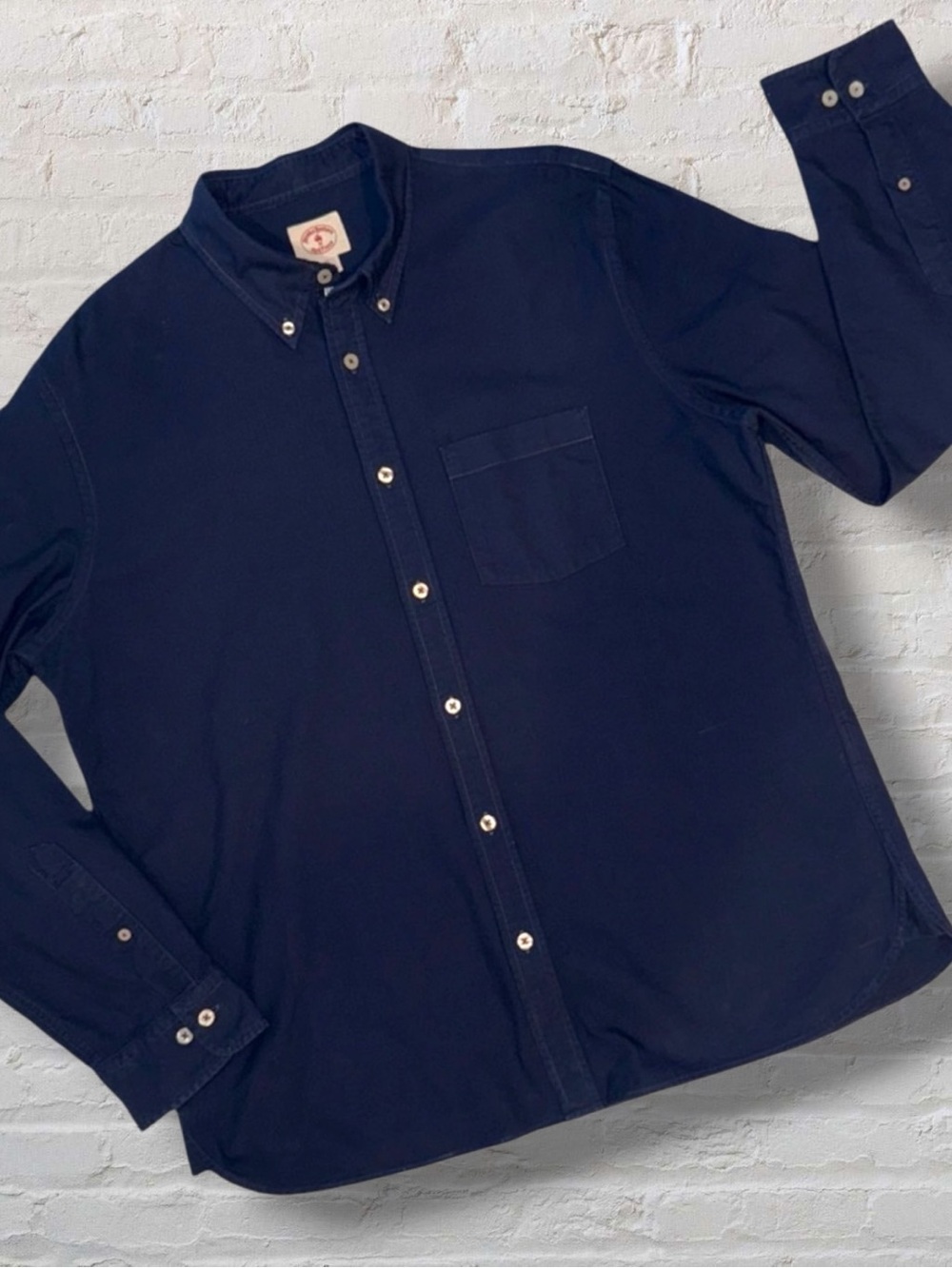 Brooks Brothers Button-Down Shirt XL Navy Blue 100% Cotton Casual Classic